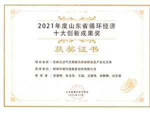 热烈：夭噬癫势被肪臣湃倩20212年度山东省循环经济十大创新成果奖